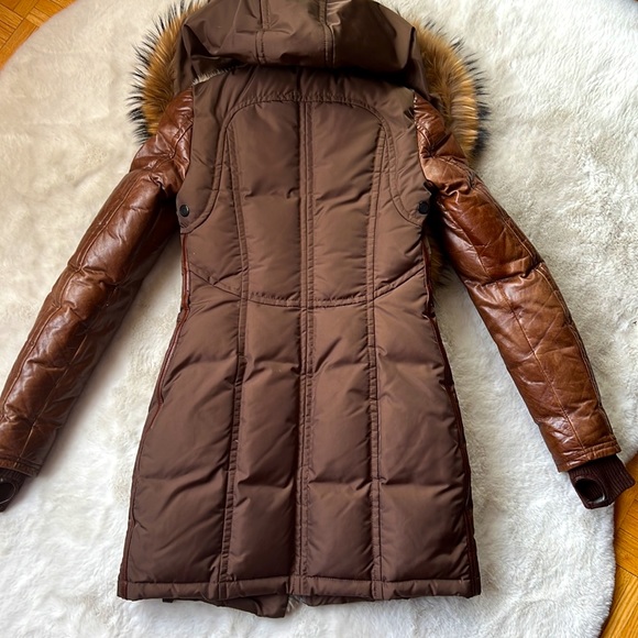 Rudsak Arly Leather Sleeved Parka With Fur Trim size XS - Picture 2 of 9